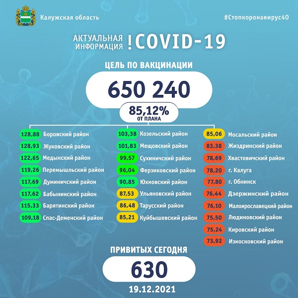 В Калужской области от COVID-19 привился 553 481 житель