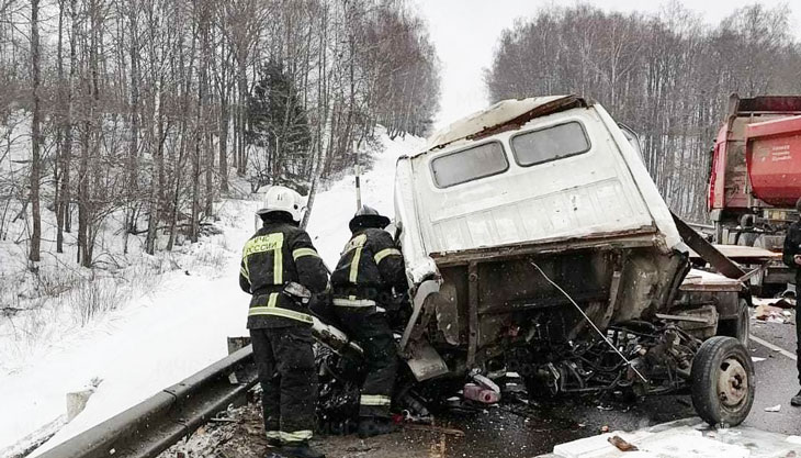 В Калужской области в лобовом ДТП с «МАЗом» погиб водитель «Газели»